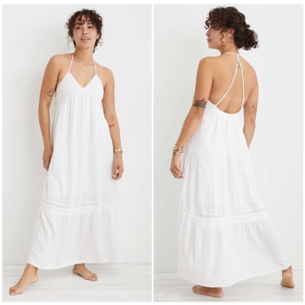 Aerie nwt white low back flowy maxi dress